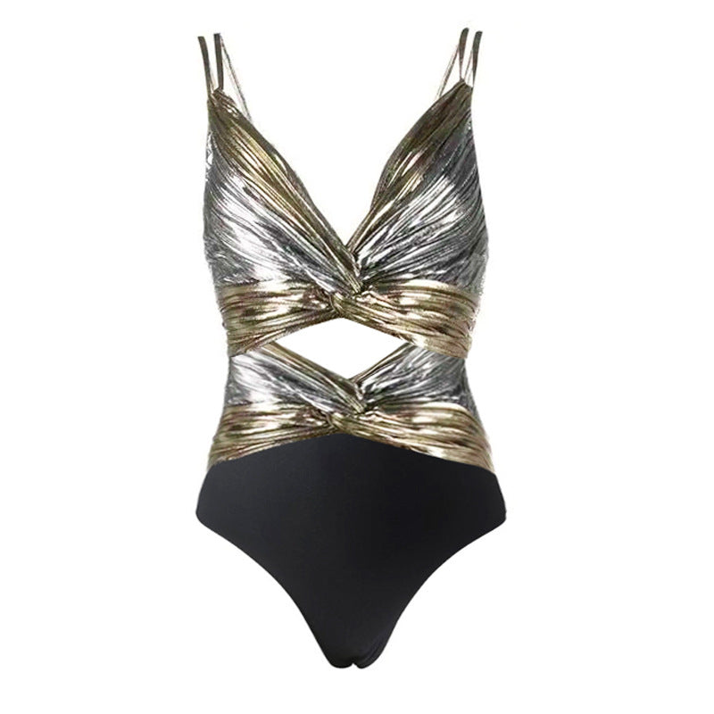 Damen Einteiliger Badeanzug mit elegantem Rüschendesign und asymmetrischem Schnitt R&B
