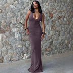 Damen figurbetontes Maxikleid mit raffiniertem Rüschendetail R&B