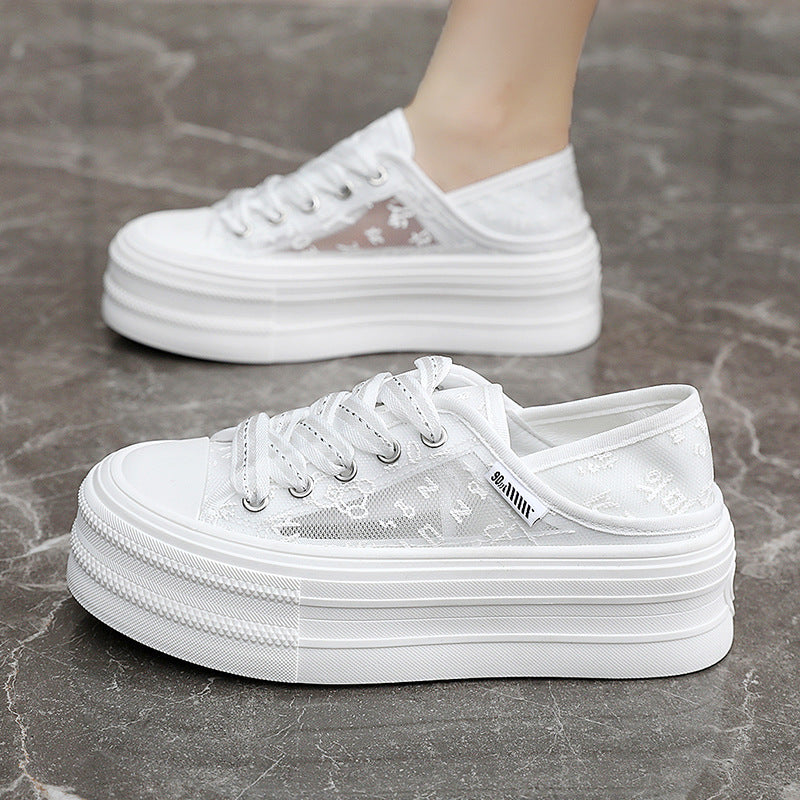 Damen Plateau Sneakers mit atmungsaktiver Mesh-Oberfläche und rutschfester Sohle R&B