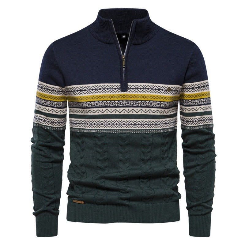 Herren modischer Pullover mit Reißverschluss und strukturiertem Design
