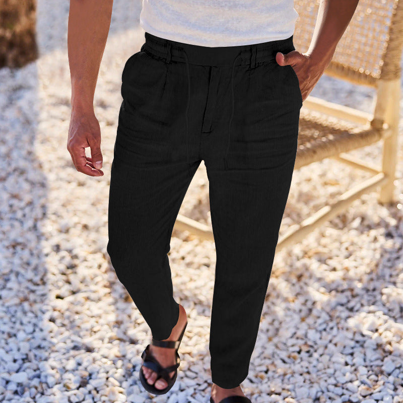 Herren lässige Freizeithose mit elastischem Bund und seitlichen Taschen R&B