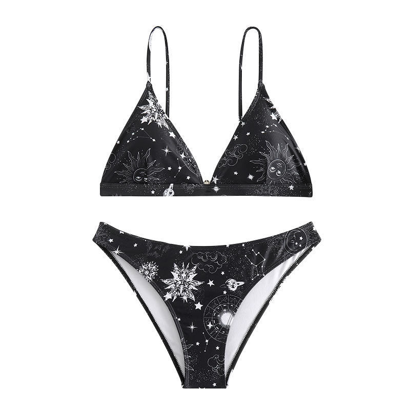 Damen Triangel-Bikini mit galaxy-inspiriertem Design und verstellbaren Trägern R&B
