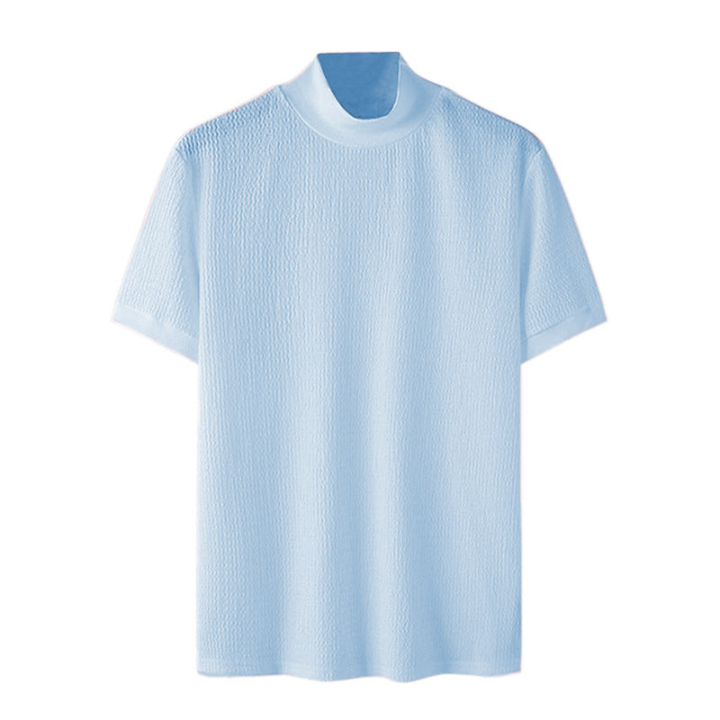 Herren nan Kurzarm Feinstrickshirt mit Stehkragen R&B