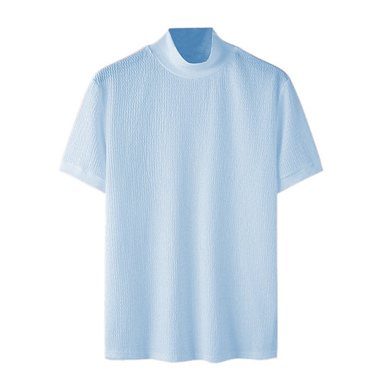 Herren nan Kurzarm Feinstrickshirt mit Stehkragen R&B