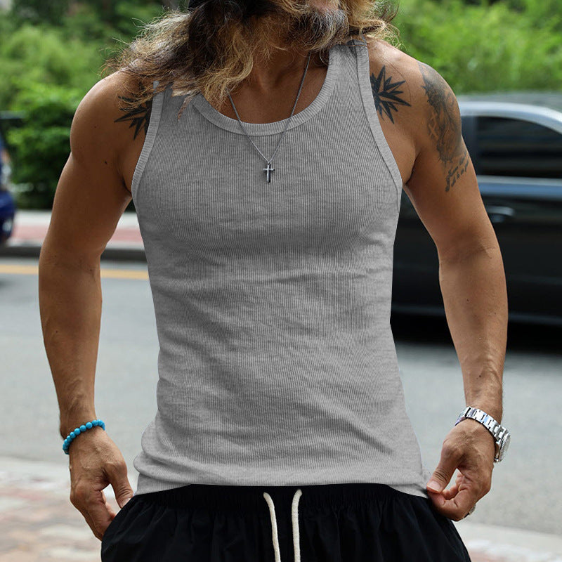 Herren Muskelshirt mit atmungsaktivem Rippenstrick R&B