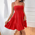 Damen trägerloses Sommerkleid mit elastischem Taillenband und voluminösem Rock R&B