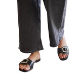 Damen elegante Mules mit modischem Schnallenakzent R&B
