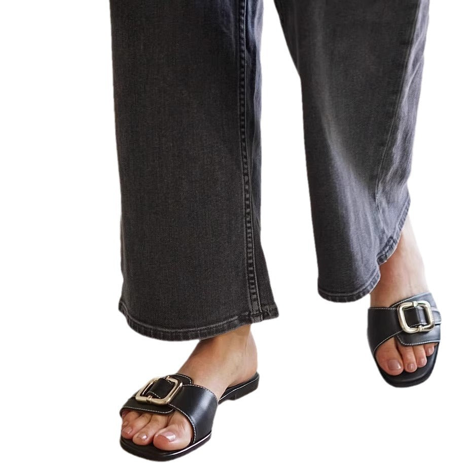 Damen elegante Mules mit modischem Schnallenakzent R&B