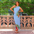 Damen Maxikleid mit floralem Muster und figurbetontem Schnitt R&B