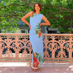 Damen Maxikleid mit floralem Muster und figurbetontem Schnitt R&B
