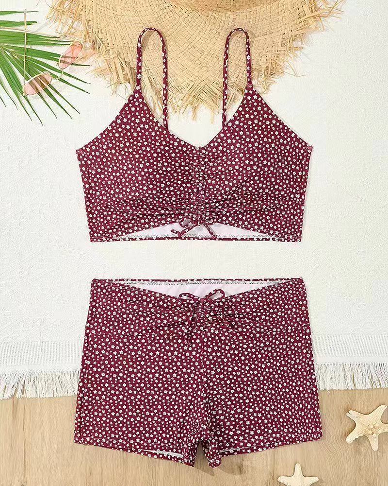 Damen Bikini mit floralem Rüschendesign und verstellbaren Trägern R&B