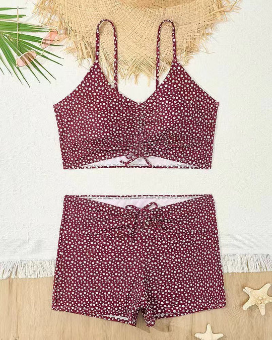 Damen Bikini mit floralem Rüschendesign und verstellbaren Trägern R&B