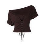 Damen Off-Shoulder Oberteil mit verstellbarem Kordelzug R&B