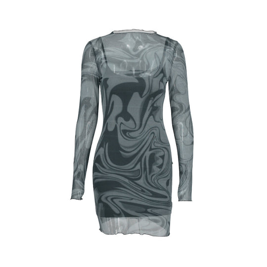 Damen figurbetontes Netzkleid mit marbled Effekt R&B
