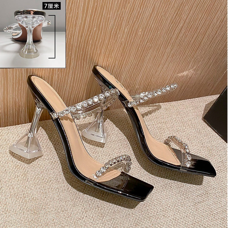 Damen elegante High Heel Sandalen mit glitzernden Strassverzierungen R&B