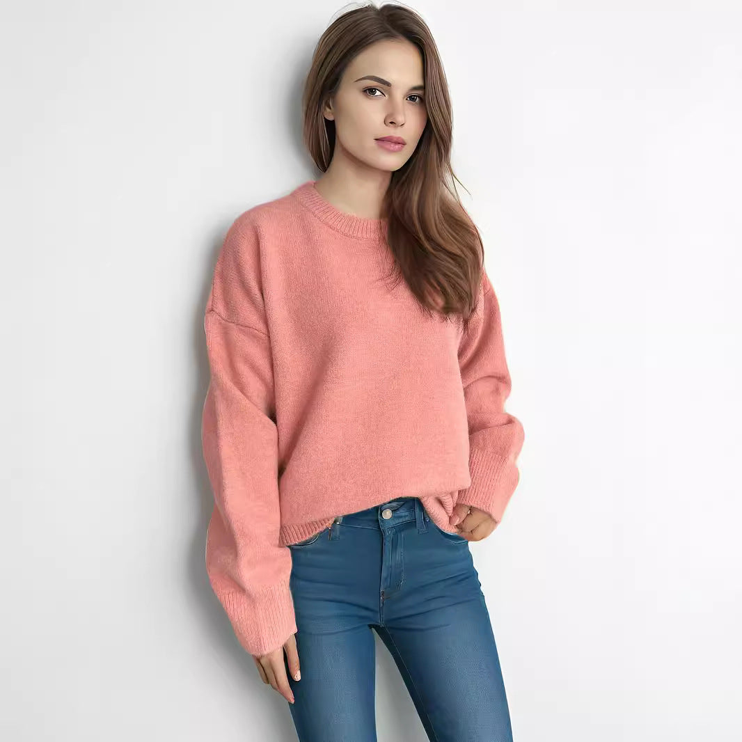 Damen lässiger Strickpullover mit weitem Schnitt und maximalem Komfort R&B