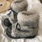 Damen flauschige Winterboots mit wärmendem Kunstfellkragen und rutschfester Sohle R&B