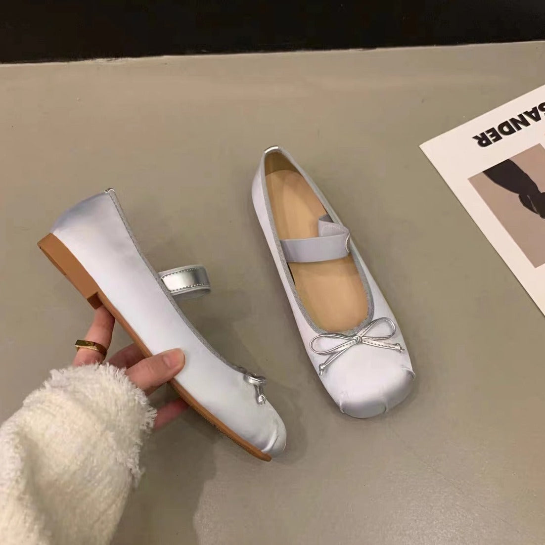 Damen Ballerinas mit anpassbarem Riemchen und eleganter Schleifenapplikation R&B