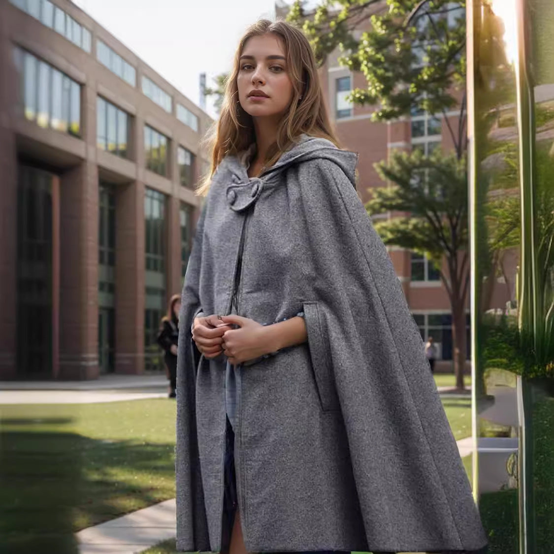 Damen eleganter Maxikleid-Mantel mit schwingendem Schnitt und einzigartigem Design R&B