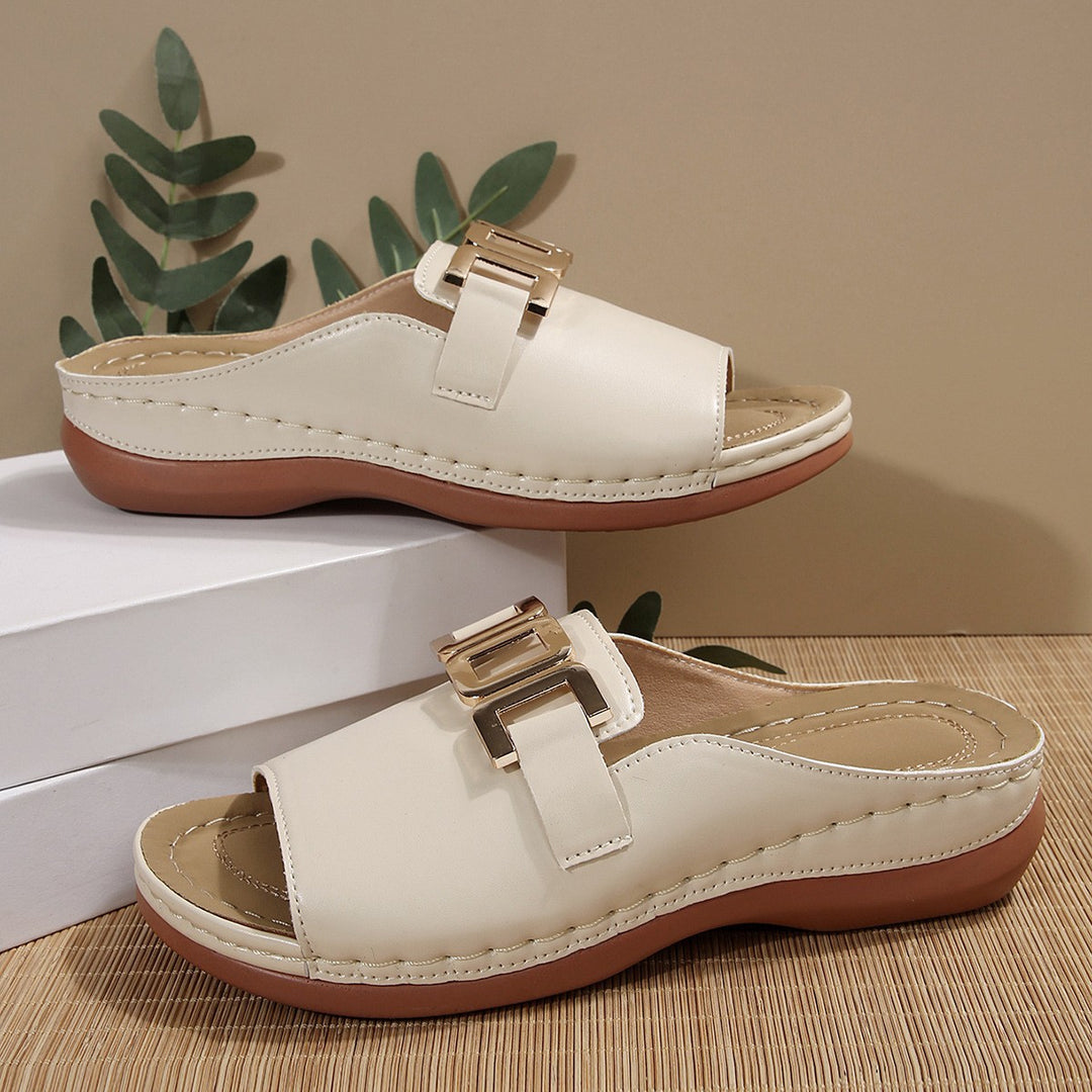 Damen modische Slide-Sandalen mit eleganter Schlaufenverzierung R&B