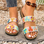 Damen Komfortable Sandalen mit floralem Stickdesign und gepolsterter Sohle R&B