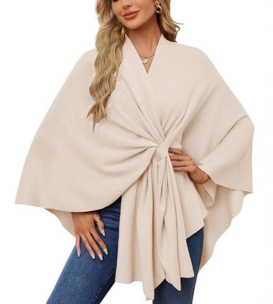 Damen Eleganter Wickelpullover mit asymmetrischem Schnitt R&B