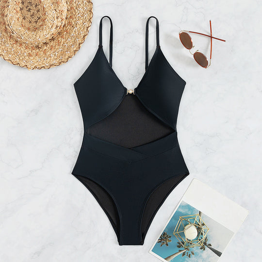 Damen Eleganter Monokini mit Cut-Outs und Ring-Detail R&B