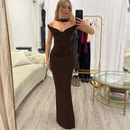 Damen Elegantes Abendkleid mit schulterfreier Drapierung R&B