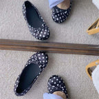 Damen Ballerinas mit niedlichem Pünktchenmuster und zierlichem Schleifchen R&B