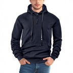 Herren modischer Kapuzenpullover mit strukturiertem GewR&Be und Knopfleiste R&B