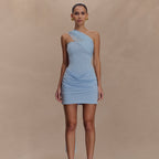 Damen Cocktailkleid mit asymmetrischem Oberteil und elegantem Drapierungsdesign R&B
