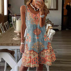 Damen Sommerkleid mit floralem Druck und fließendem Schnitt R&B