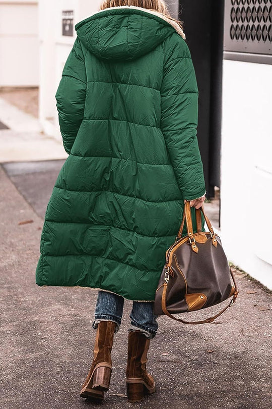 Damen Wintermantel im lässigen Oversized-Stil mit Kapuze und seitlichen Taschen R&B