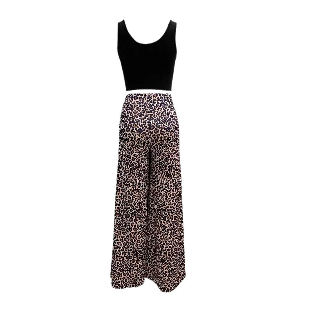 Damen weite Palazzohosen mit Leopardenmuster R&B