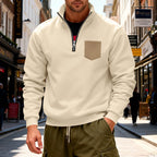 Herren modischer Sweatshirt mit halbem Reißverschluss und aufgesetzter Tasche R&B