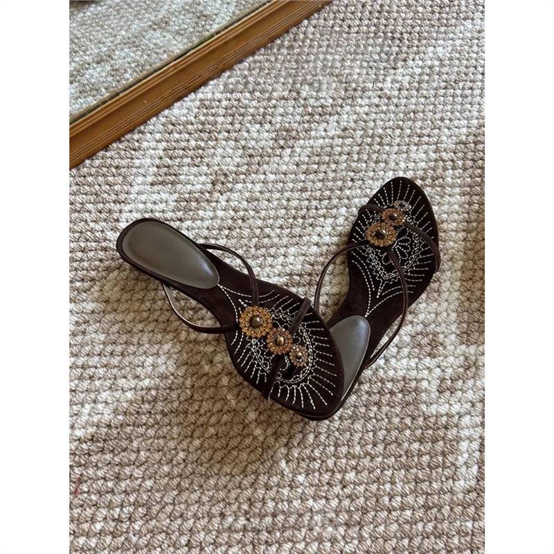 Damen Elegante Zehentrenner-Sandalen mit funkelndem Strass-Design R&B
