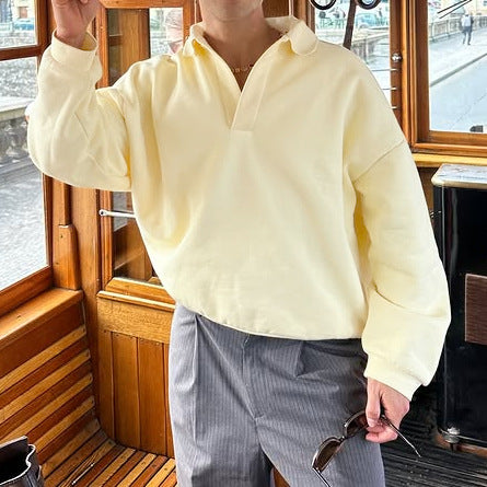 Herren lässiger V-Ausschnitt Pullover aus softem Material R&B