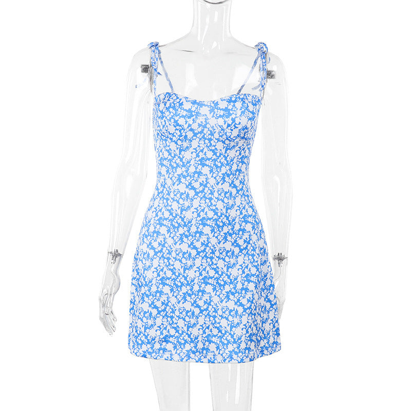 Damen Freizeitliches Minikleid mit floralem Muster und verstellbaren Spaghetti-Trägern R&B
