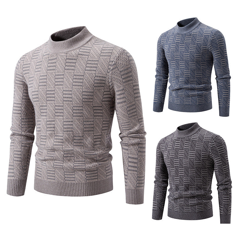 Herren Strickpullover mit strukturiertem Design und hohem Kragen R&B