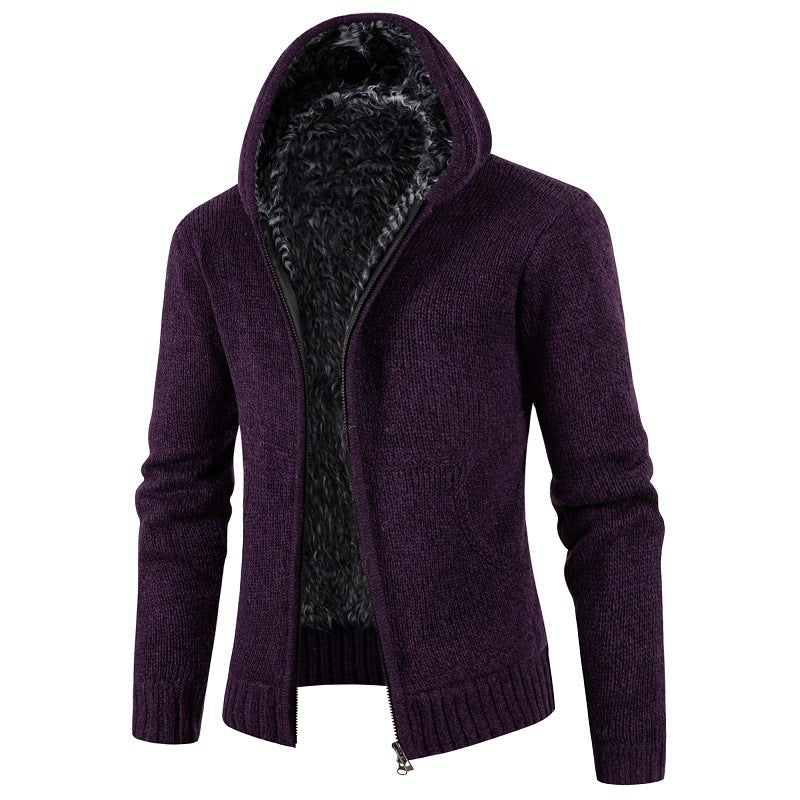 Herren kuschelige Strickjacke mit hohem Kragen und praktischen Taschen R&B
