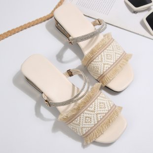 Damen modische Sandalen mit Fransen und glitzernden Riemen R&B
