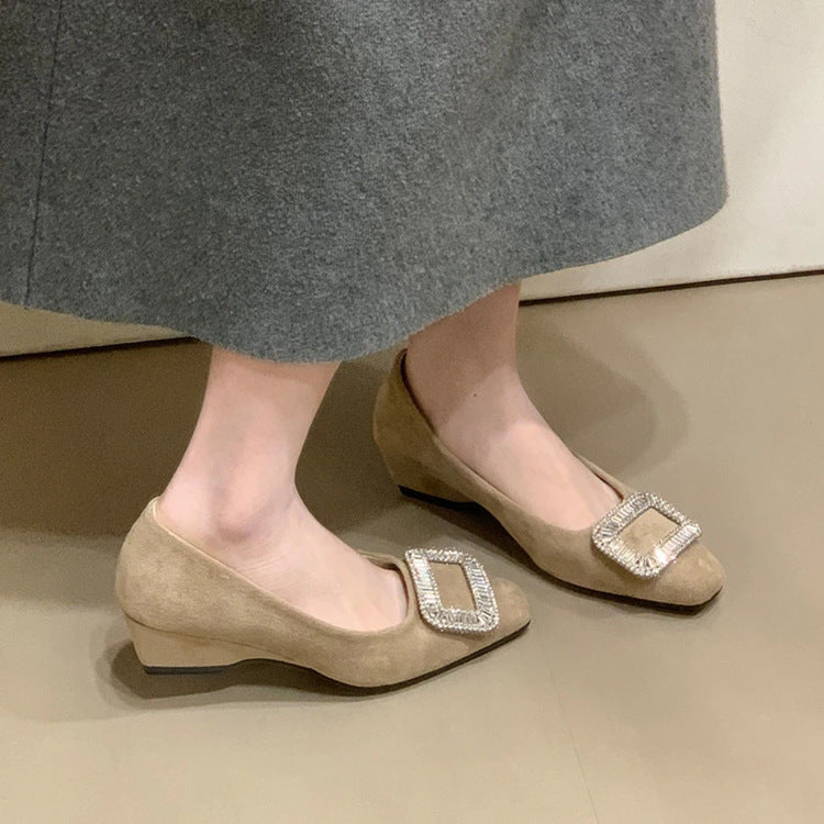 Damen elegante Ballerinas mit funkelnder Schnallenverzierung R&B
