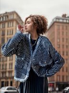 Damen Cocoon-Strickjacke mit Knopfdetails und feinem Strukturmuster R&B