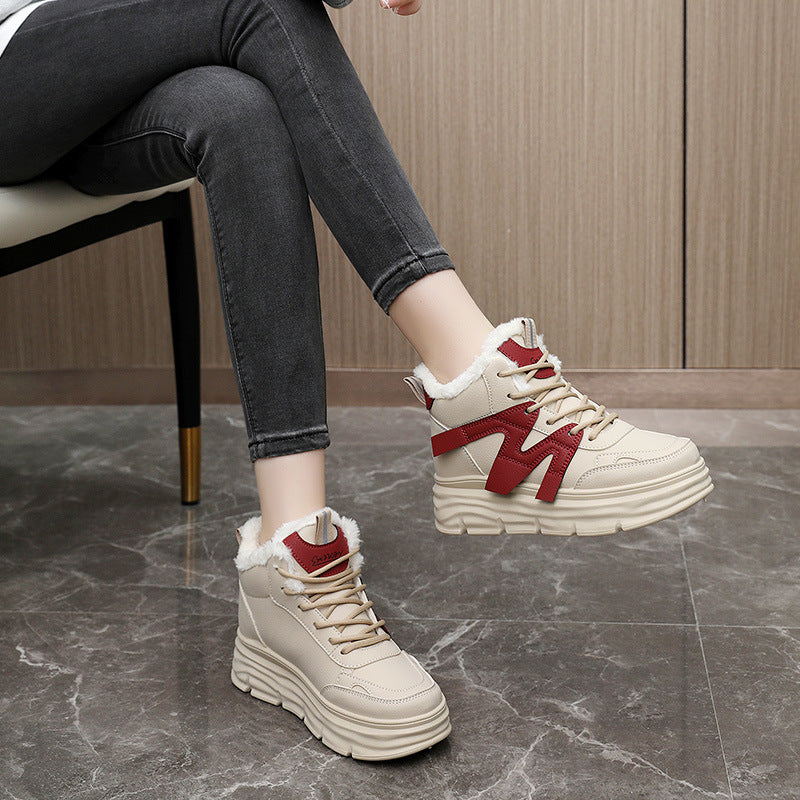 Damen modische High-Top Sneakers mit kuscheligem Innenfutter und robustem Profil R&B