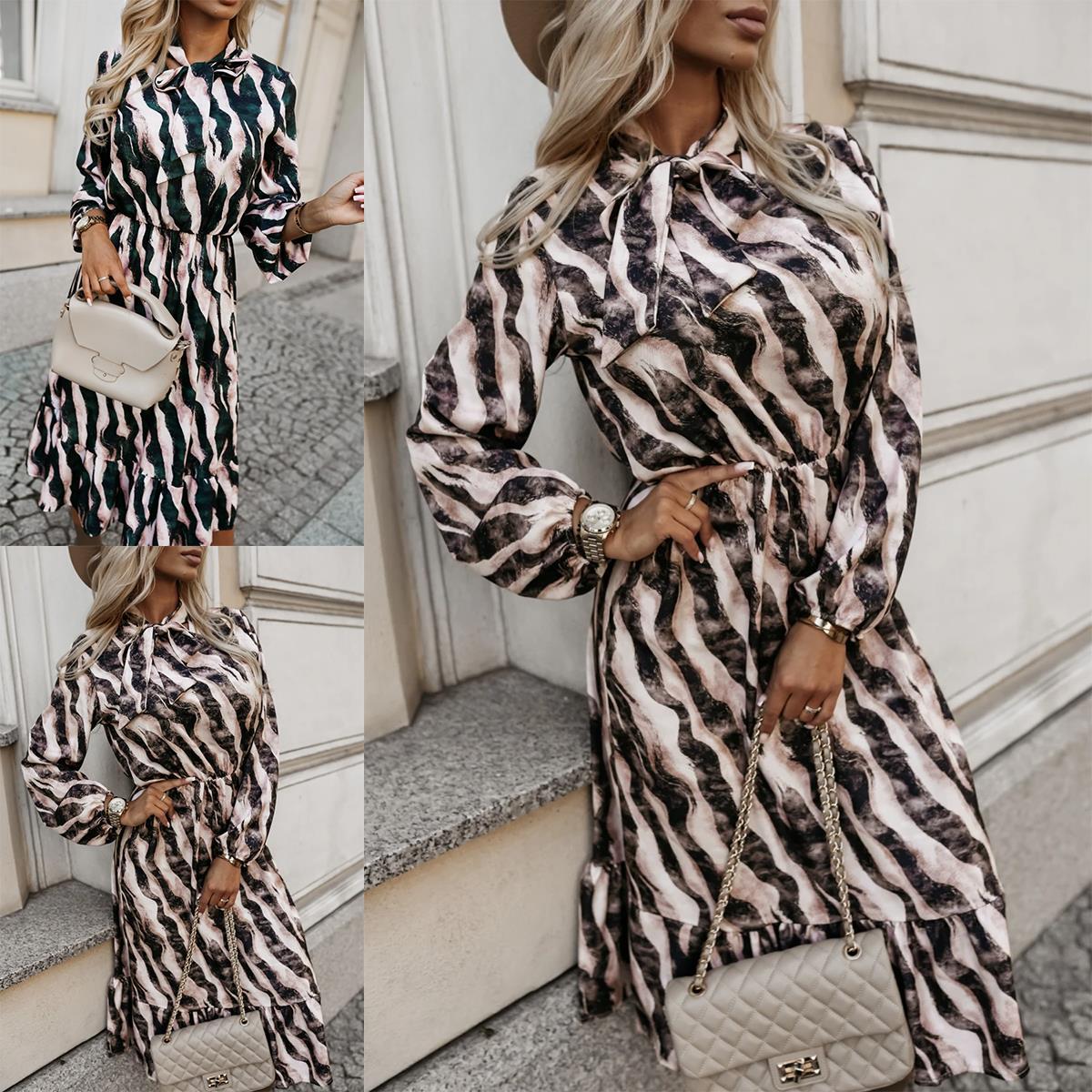 Damen Maxikleid mit geschmackvollem Streifenmuster und praktischen Taschen R&B