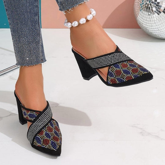 Damen Mules mit funkelnder Dekoration R&B