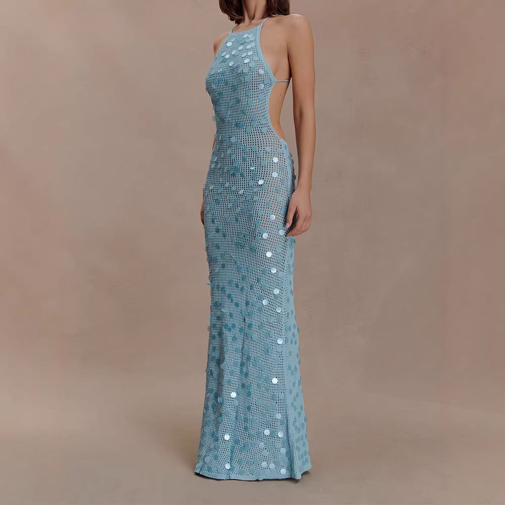 Damen Elegantes Maxikleid mit funkelnden Applikationen R&B