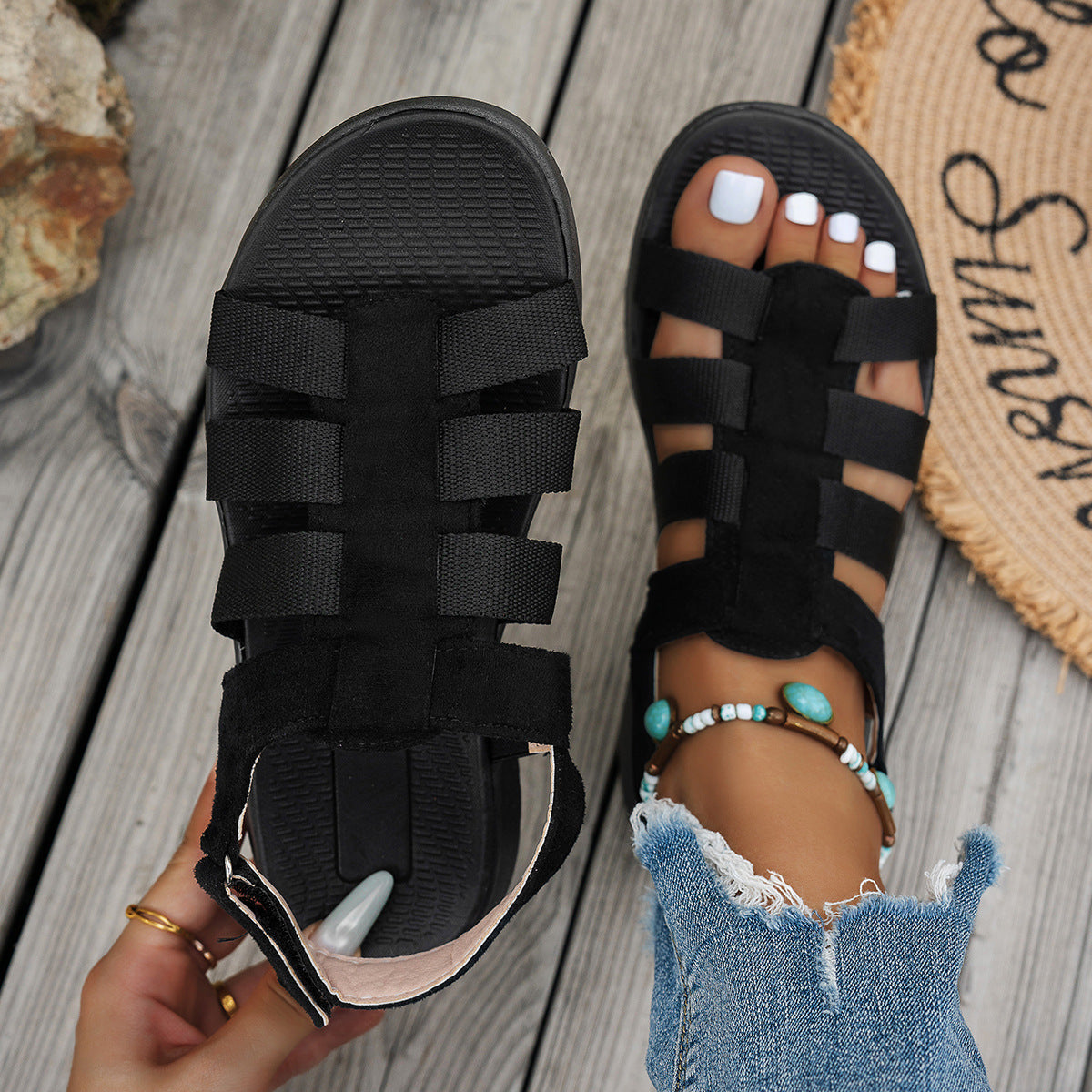Damen Sportliche Komfort-Sandalen mit verstellbarem Riemen R&B