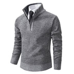 Herren eleganter Strickpullover mit halbem Reißverschluss und strukturierter Oberfläche R&B