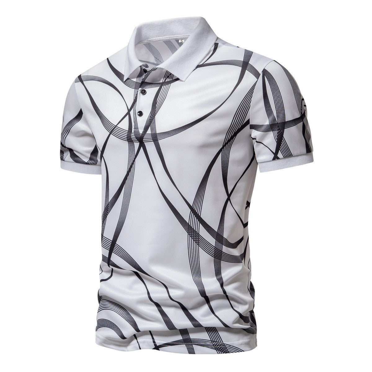 Herren Poloshirt mit modernem grafischen Muster und atmungsaktiven Eigenschaften